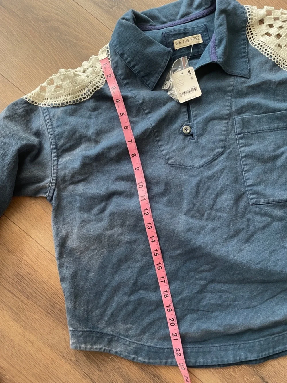 Free People Washed and Crafted Crochet Polo- Size Small
